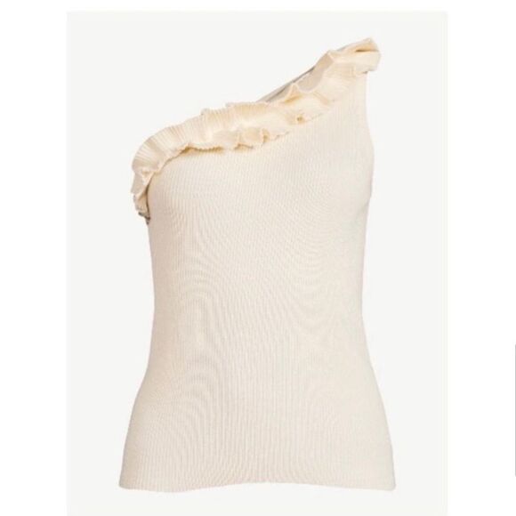 Sofia Vergara One Shoulder Ruffled Knit Tank Top Shirt Size S - Picture 8 of 9